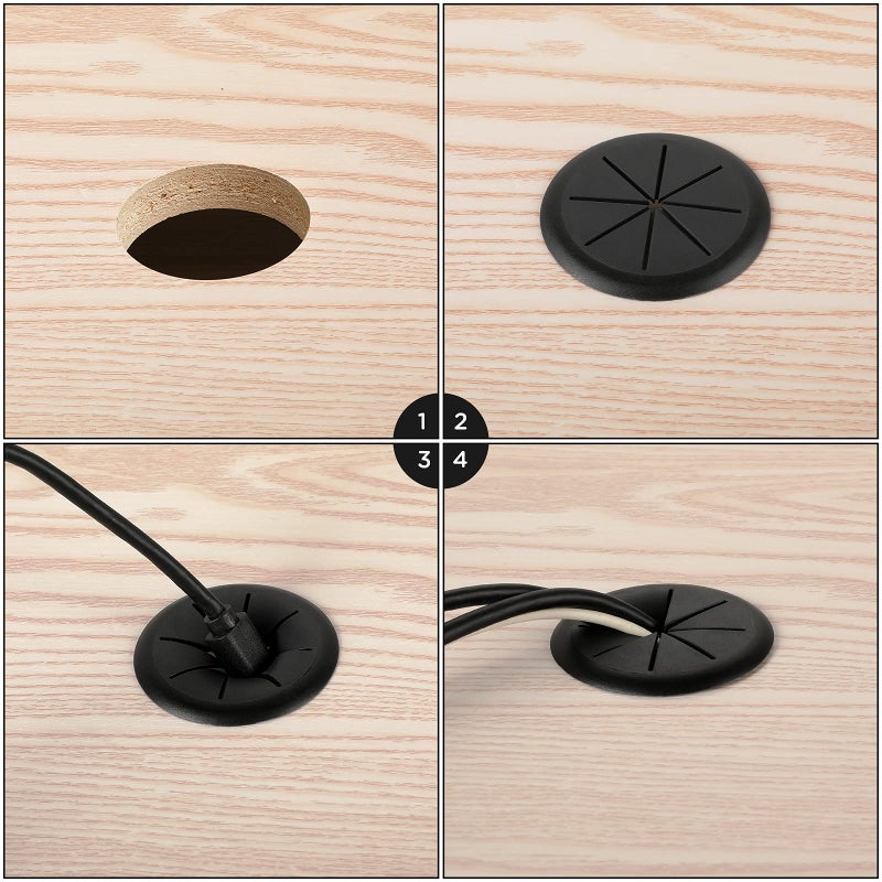 HYCC 2 Inch Desk Grommet Black, Desk Hole Cover for Cables, Flexible Cable Grommet - 5 Pack - Image 5